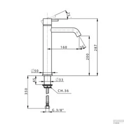 Wastafelkraan Opbouw Hoog Salenzi Giro Gepoedercoat Messing Mat Zwart -Hansgrohe Badkamerinterieur Winkel 13aj10 tech 2