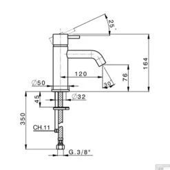 Wastafelkraan Opbouw Salenzi Giro Recht Gegalvaniseerd Zwart Chroom -Hansgrohe Badkamerinterieur Winkel 13aj1507 tech 1 1