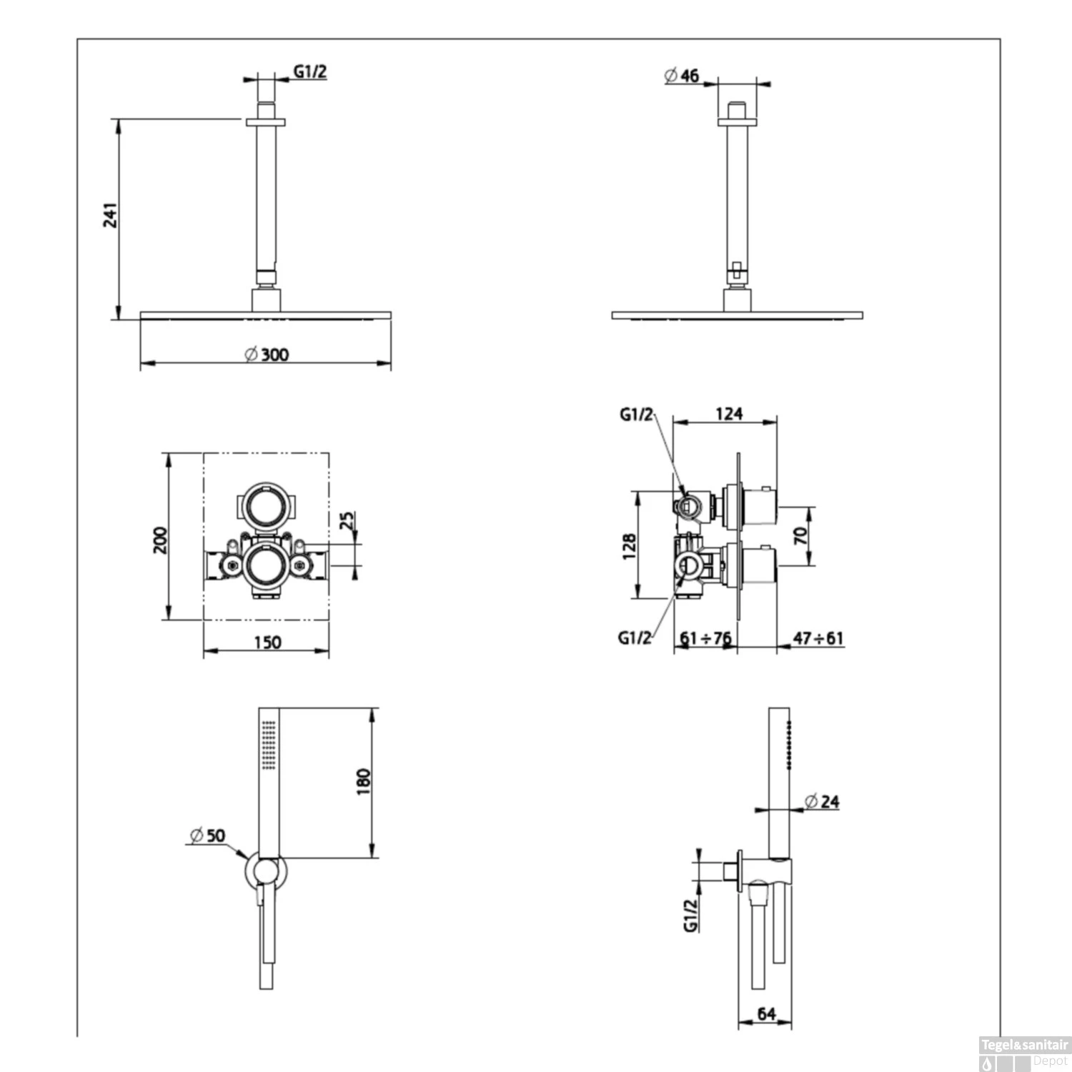 Regendoucheset Inbouw Salenzi Giro S Plafond Uitloop Gegalvaniseerd Messing Zwart Chroom 30 Cm 8 Regendoucheset Inbouw Salenzi Giro S Plafond Uitloop Gegalvaniseerd Messing Zwart Chroom 30 Cm - Afbeelding 6