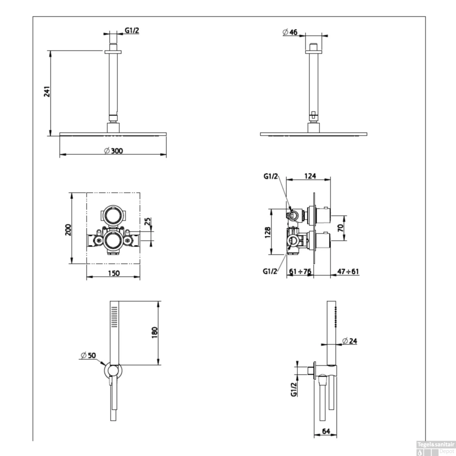 Regendoucheset Inbouw Salenzi Giro S Plafond Uitloop Gegalvaniseerd Geborsteld Koper 20 Cm 11 Regendoucheset Inbouw Salenzi Giro S Plafond Uitloop Gegalvaniseerd Geborsteld Koper 20 Cm - Afbeelding 9