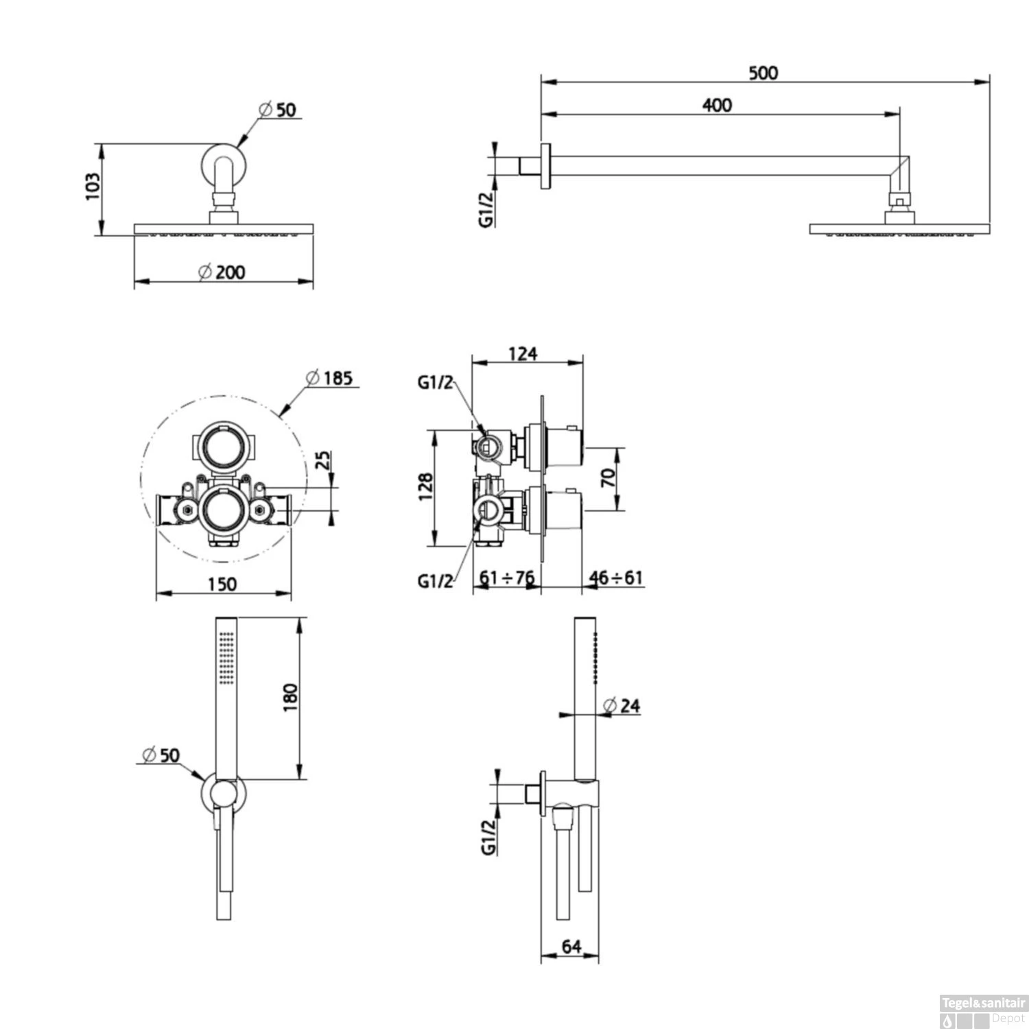 Regendoucheset Inbouw Salenzi Giro R Muur Uitloop Gegalvaniseerd Geborsteld Koper 30 Cm 11 Regendoucheset Inbouw Salenzi Giro R Muur Uitloop Gegalvaniseerd Geborsteld Koper 30 Cm - Afbeelding 9