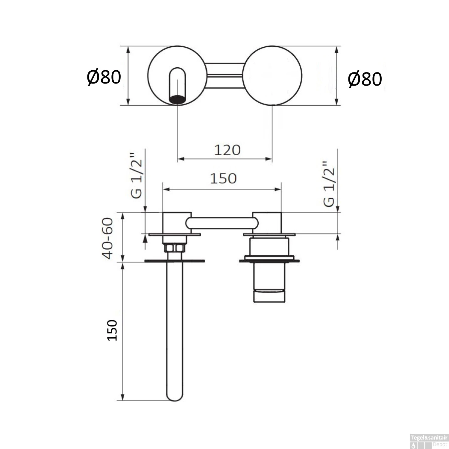 Inbouw Wastafelkraan GRB Aura Zonder Clickwaste 15 Cm Mat Chroom 4 Inbouw Wastafelkraan GRB Aura Zonder Clickwaste 15 Cm Mat Chroom - Afbeelding 2