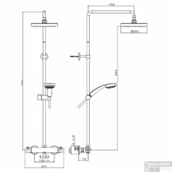 Regendouche / Stortdouche Luzon Chroom -Hansgrohe Badkamerinterieur Winkel 1860315 1 luzon technische tekening