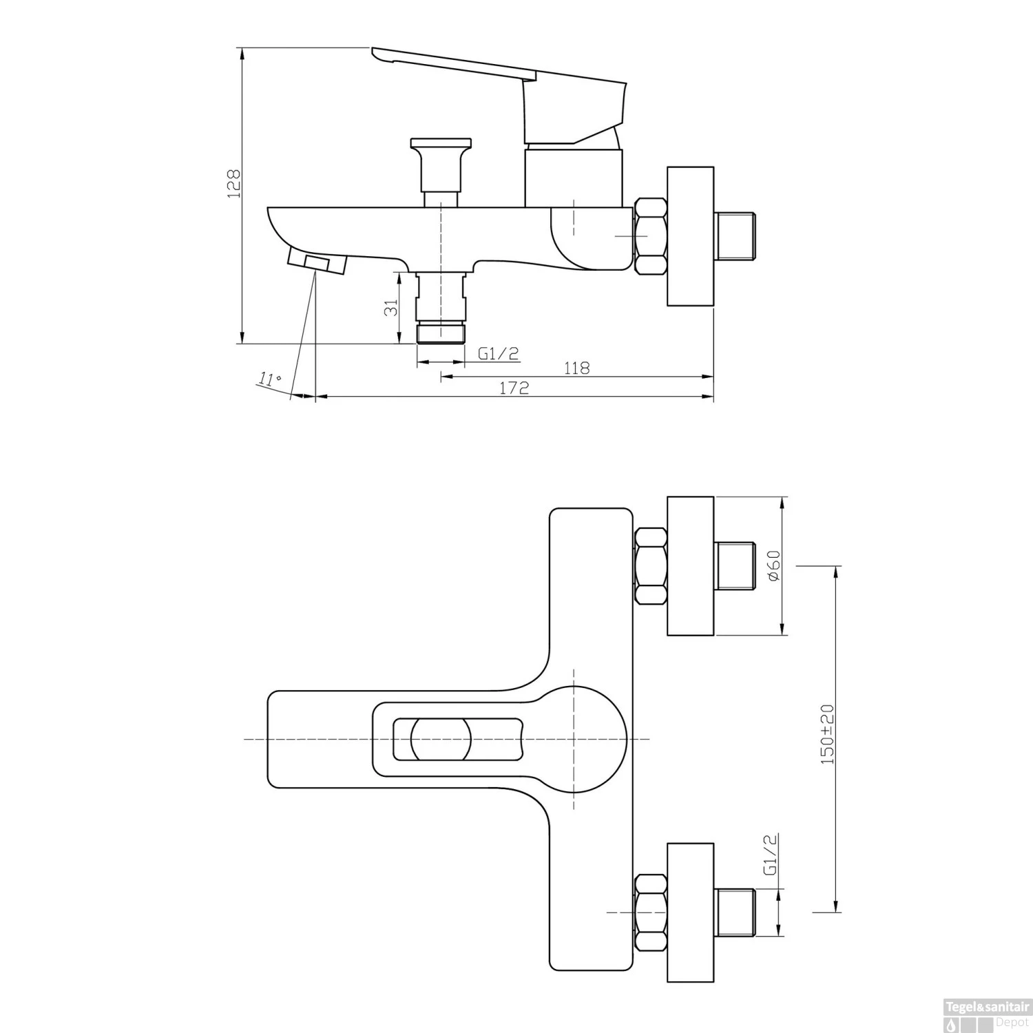 Badkraan Sanimar Lagos Compleet Geborsteld Messing 5 Badkraan Sanimar Lagos Compleet Geborsteld Messing - Afbeelding 3