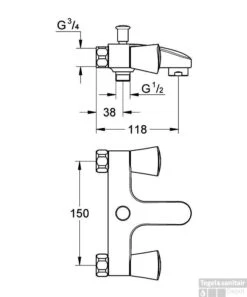 Grohe Costa-s Badkraan 150 Mm. Zonder Koppelingen Chroom -Hansgrohe Badkamerinterieur Winkel 23862
