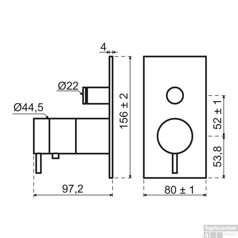 Regendoucheset Qisani Flow Inbouw 2-weg Vierkante Inbouwkraan Geborsteld RVS 4 Regendoucheset Qisani Flow Inbouw 2-weg Vierkante Inbouwkraan Geborsteld RVS - Afbeelding 2