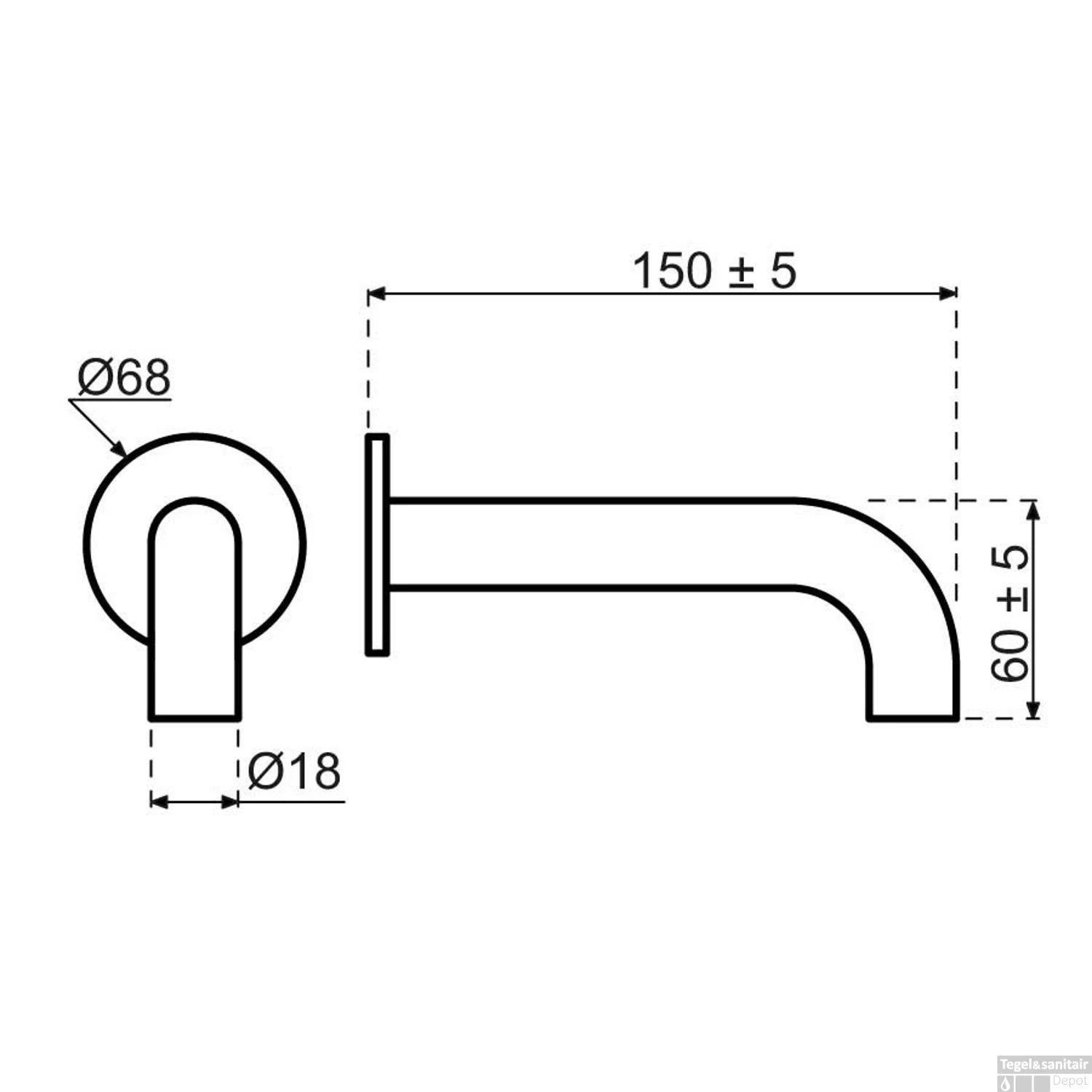Baduitloop Qisani Flow Geborsteld Mat Zwart 4 Baduitloop Qisani Flow Geborsteld Mat Zwart - Afbeelding 2