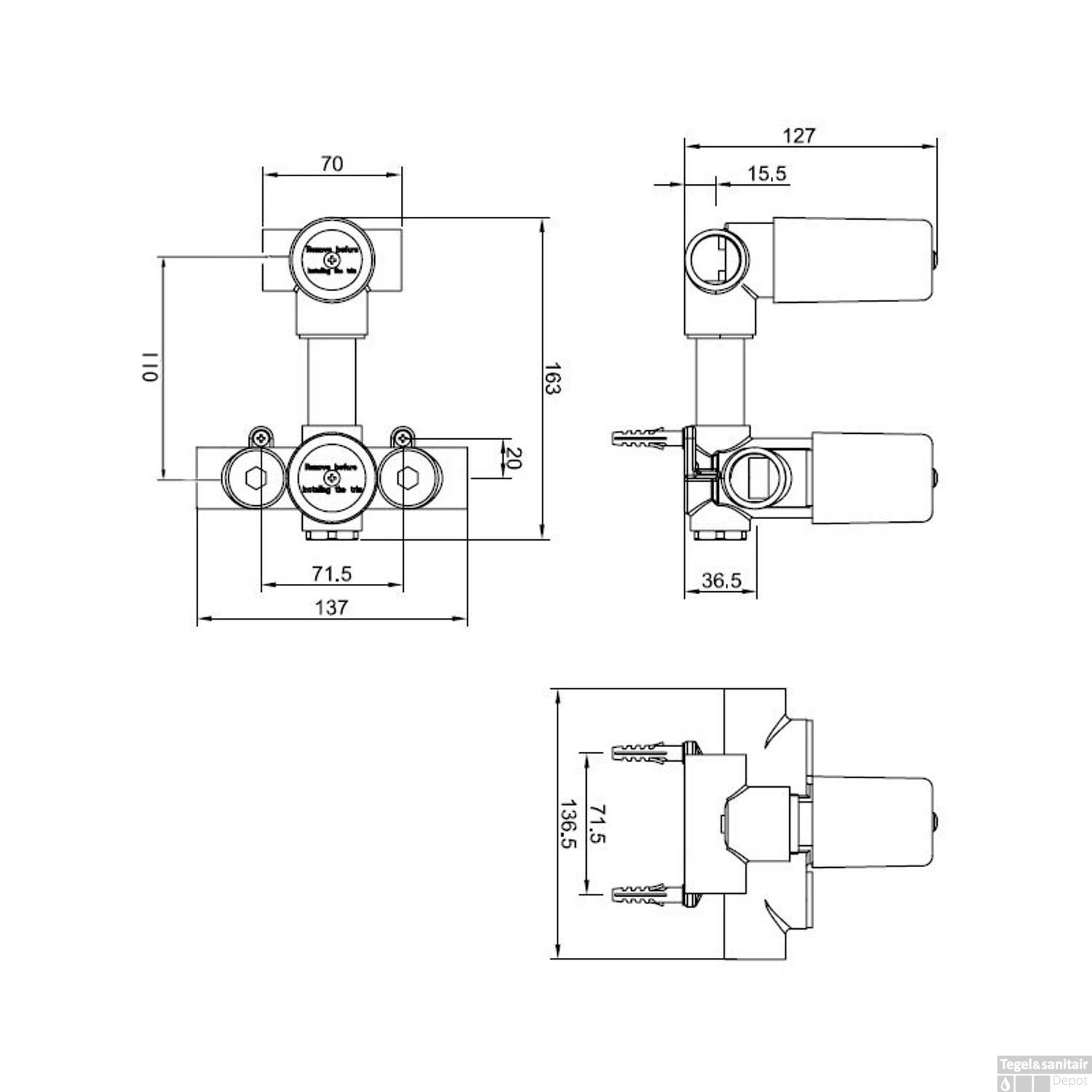 Thermostatische Inbouw Regendouche Set Wiesbaden Type 133 Wandarm Ufo 30 Cm Rond Incl. Inbouwdeel 5 Thermostatische Inbouw Regendouche Set Wiesbaden Type 133 Wandarm Ufo 30 Cm Rond Incl. Inbouwdeel - Afbeelding 3