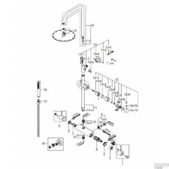 Douche-Opbouwset Caral Met Thermostaatkraan Geborsteld Staal PVD Coating -Hansgrohe Badkamerinterieur Winkel 29.2955 tekening