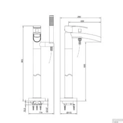 Vrijstaande Badmengkraan Wiesbaden Waterval Geborsteld Staal -Hansgrohe Badkamerinterieur Winkel 29.3952 lijn3 1