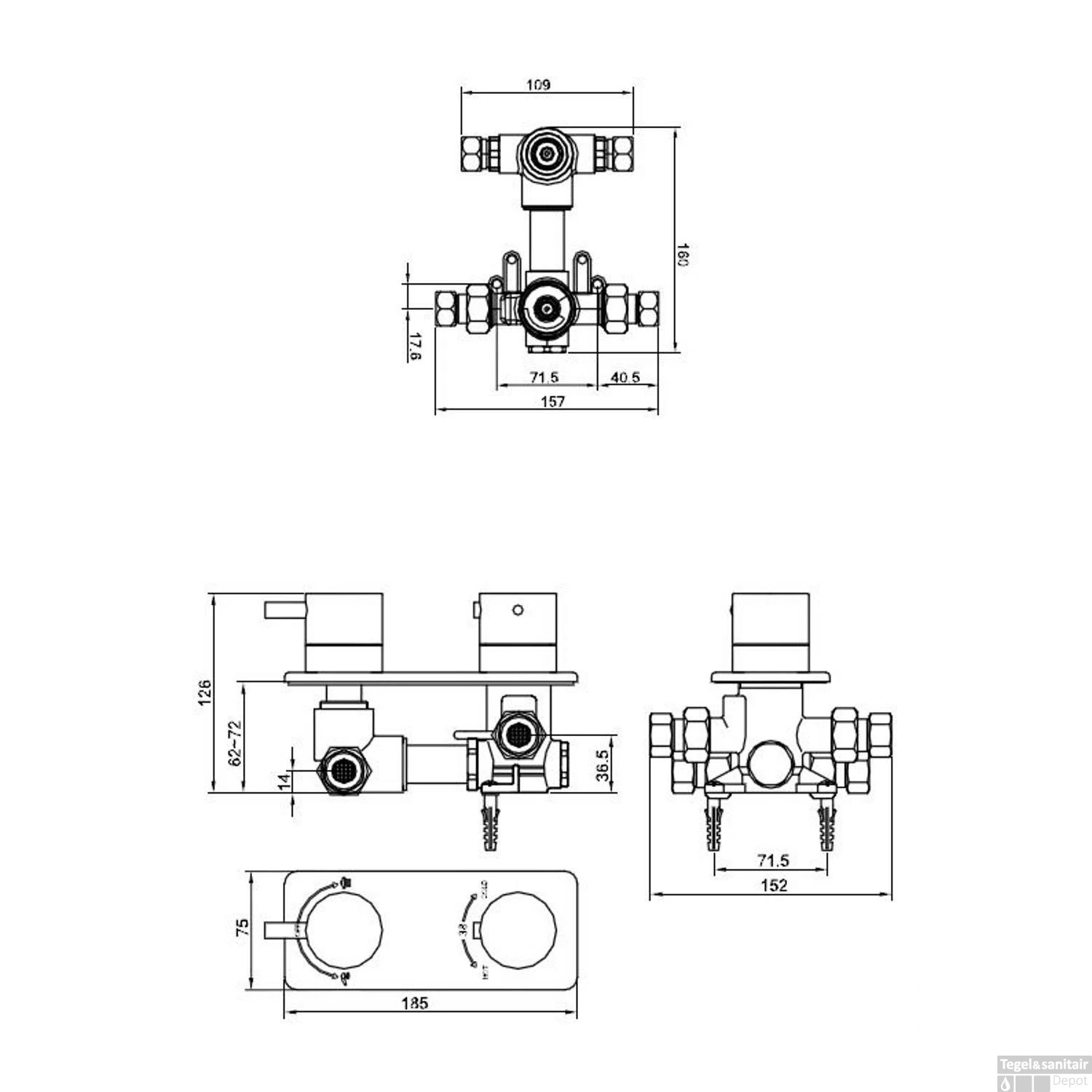 Thermostatische Inbouw Regendouche Set Wiesbaden Type 11 Plafondarm 20 Cm Rond Glijstang 15 Thermostatische Inbouw Regendouche Set Wiesbaden Type 11 Plafondarm 20 Cm Rond Glijstang - Afbeelding 13
