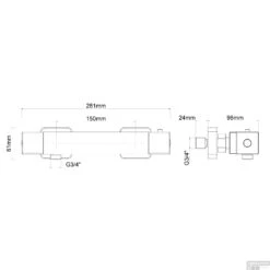 Douchethermostaat Eco Rombo 28cm Mat Zwart 6 Douchethermostaat Eco Rombo 28cm Mat Zwart -Hansgrohe Badkamerinterieur Winkel 29.4235 1