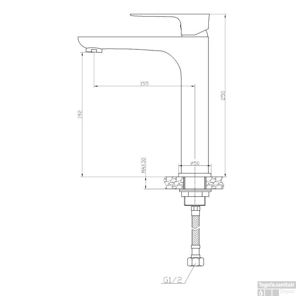 Wastafelmengkraan Larga Zwart Hoog 4 Wastafelmengkraan Larga Zwart Hoog - Afbeelding 2