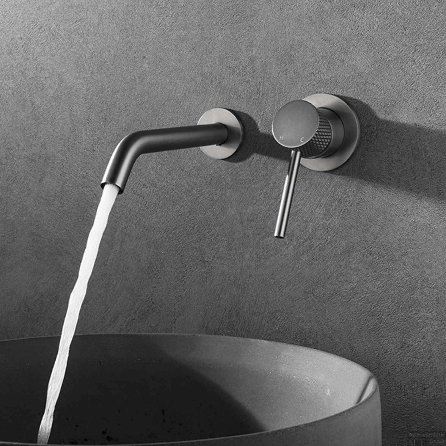 Wastafelkraan Wiesbaden Ribbd Inbouw Mengkraan Eenhendel Inclusief Afdekplaat RVS - Afbeelding 2