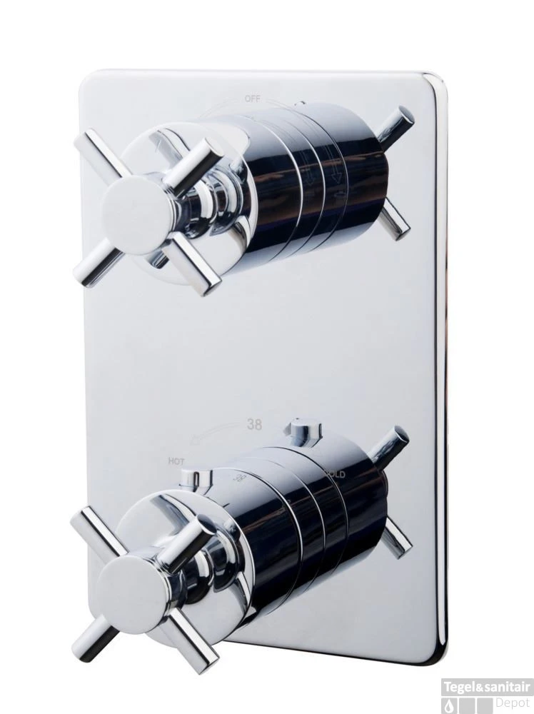 Wiesbaden Inbouw Regendouche Set 02 Cross Chroom 4 Wiesbaden Inbouw Regendouche Set 02 Cross Chroom - Afbeelding 2