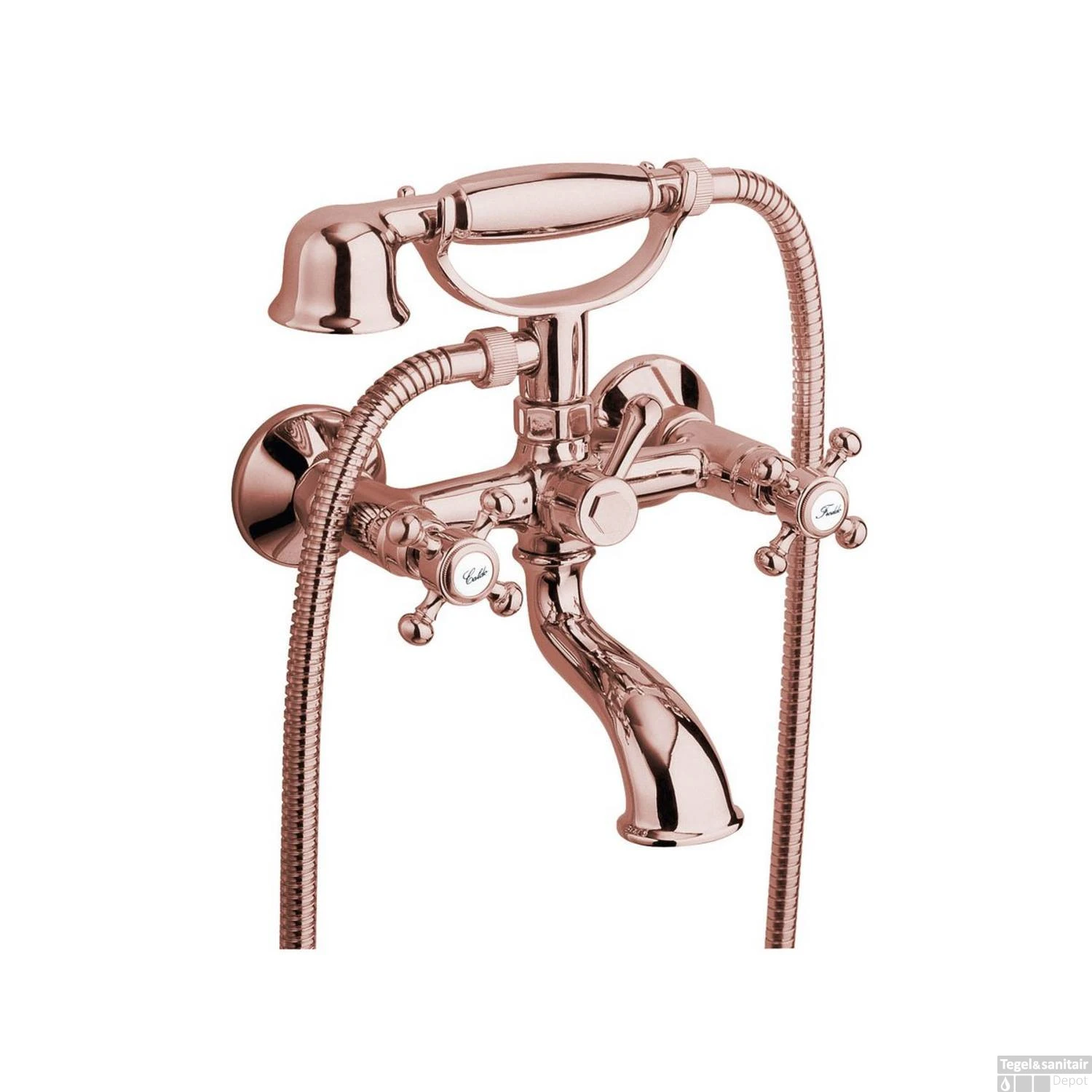 Badmengkraan Sapho Antea Met Handdouche 2-knop 11 Cm Rose Goud