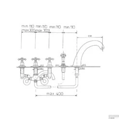 Badrandkraan Sapho Antea 3-kruisgreep Mengkraan Compleet 5-gats Chroom / Goud -Hansgrohe Badkamerinterieur Winkel 3312 badrandkraan sapho antea 3 kruisgreep mengkraan compleet 5 gats chroom goud 1