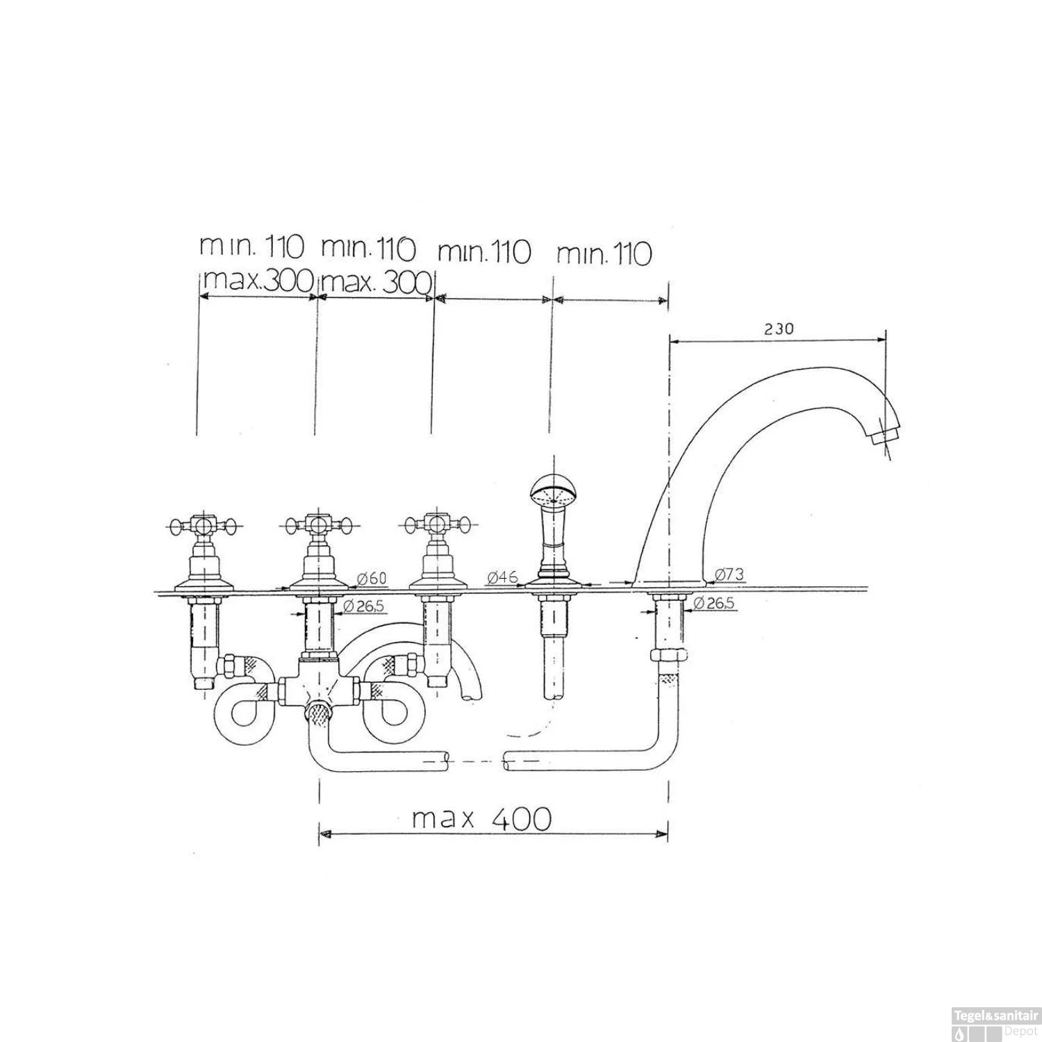 Badrandkraan Sapho Antea 3-kruisgreep Mengkraan Compleet 5-gats Goud 4 Badrandkraan Sapho Antea 3-kruisgreep Mengkraan Compleet 5-gats Goud - Afbeelding 2