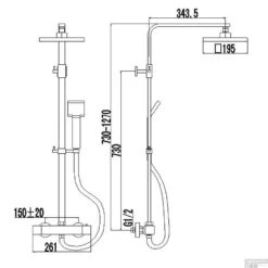Regendouche Opbouwset Best Design New-York Thermostatisch Vierkant -Hansgrohe Badkamerinterieur Winkel 3801102 tech