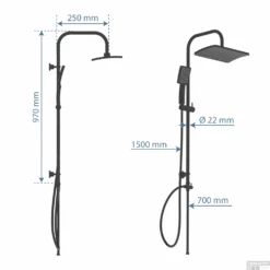 Opbouw Regendoucheset Schutte Mallorca Zwart -Hansgrohe Badkamerinterieur Winkel 4008431606668 99