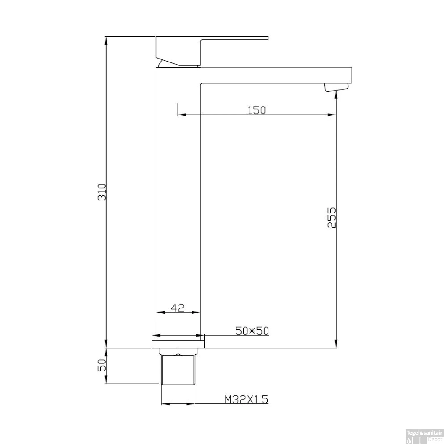 Wastafelmengkraan Best Design Nero 31 Cm 1-hendel Mat Zwart 4 Wastafelmengkraan Best Design Nero 31 Cm 1-hendel Mat Zwart - Afbeelding 2