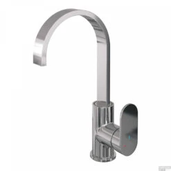 Wastafelmengkraan Brauer Chrome Edition Coldstart Opbouw Hoog Plat Gebogen Platte Hendel Chroom