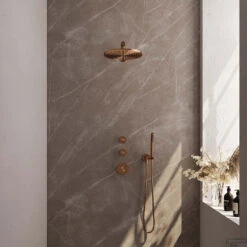 Thermostatisch Inbouwdoucheset Brauer Copper 30cm Hoofddouche Wandarm Staafhanddouche Koper