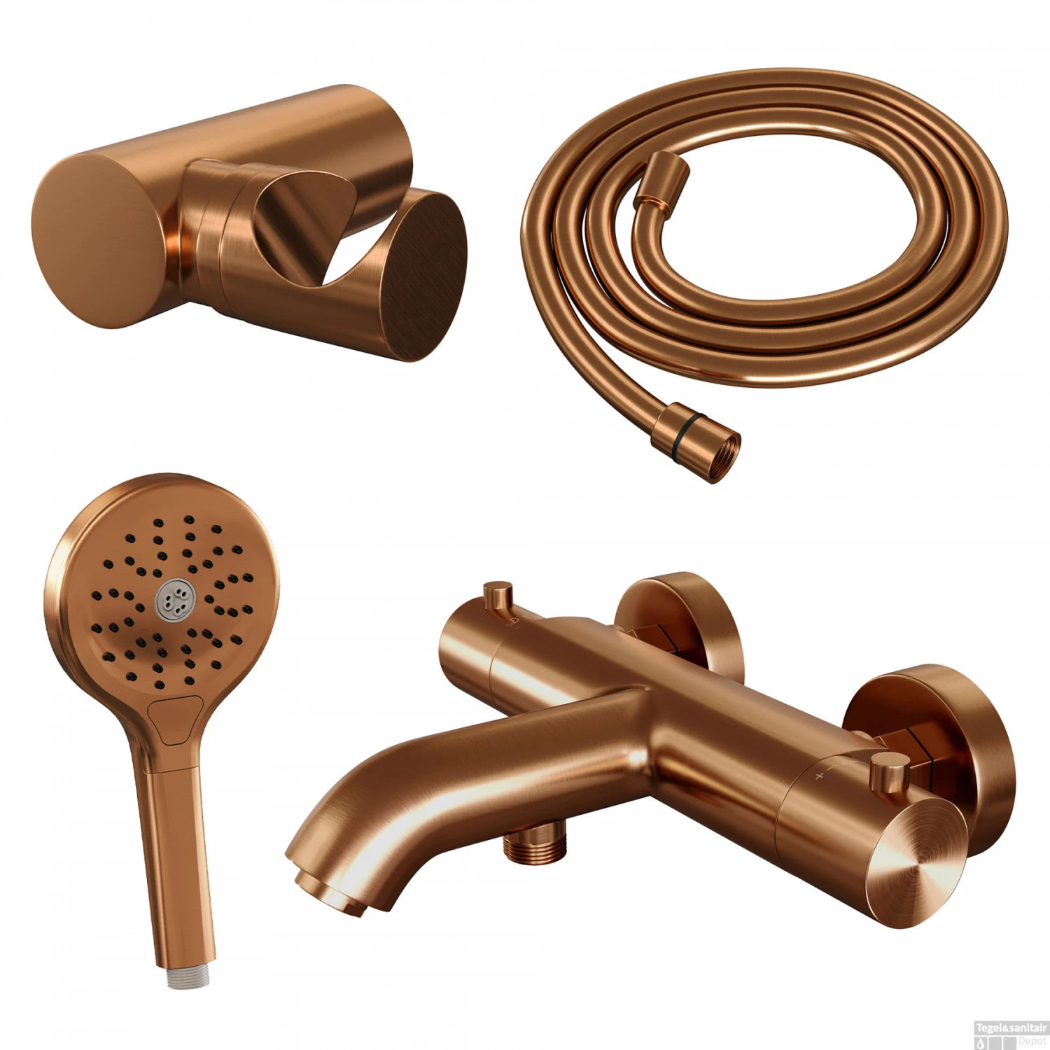 Opbouwset Bad- En Douchekraan Brauer Copper Edition Thermostatisch Met Wandhouder En Handdouche 3 Standen Geborsteld Koper 4 Opbouwset Bad- En Douchekraan Brauer Copper Edition Thermostatisch Met Wandhouder En Handdouche 3 Standen Geborsteld Koper - Afbeelding 2