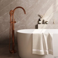 Badkraan Vrijstaand Brauer Copper Carving Met Handdouche 3-Standen Geborsteld Koper -Hansgrohe Badkamerinterieur Winkel 5 gk 084 2