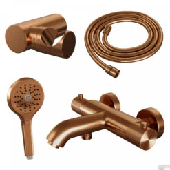 Opbouwset Bad- En Douchekraan Brauer Copper Carving Thermostatisch Met Wandhouder En Handdouche 3 Standen Geborsteld Koper -Hansgrohe Badkamerinterieur Winkel 5 gk 085 4 1 sfeer