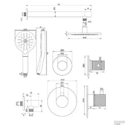 Regendoucheset Inbouw Brauer Copper Carving Thermostatisch 20cm Met Wandarm En Handdouche 3-Standen Losse Stopkranen Geborsteld Koper -Hansgrohe Badkamerinterieur Winkel 5 gk 103 tech