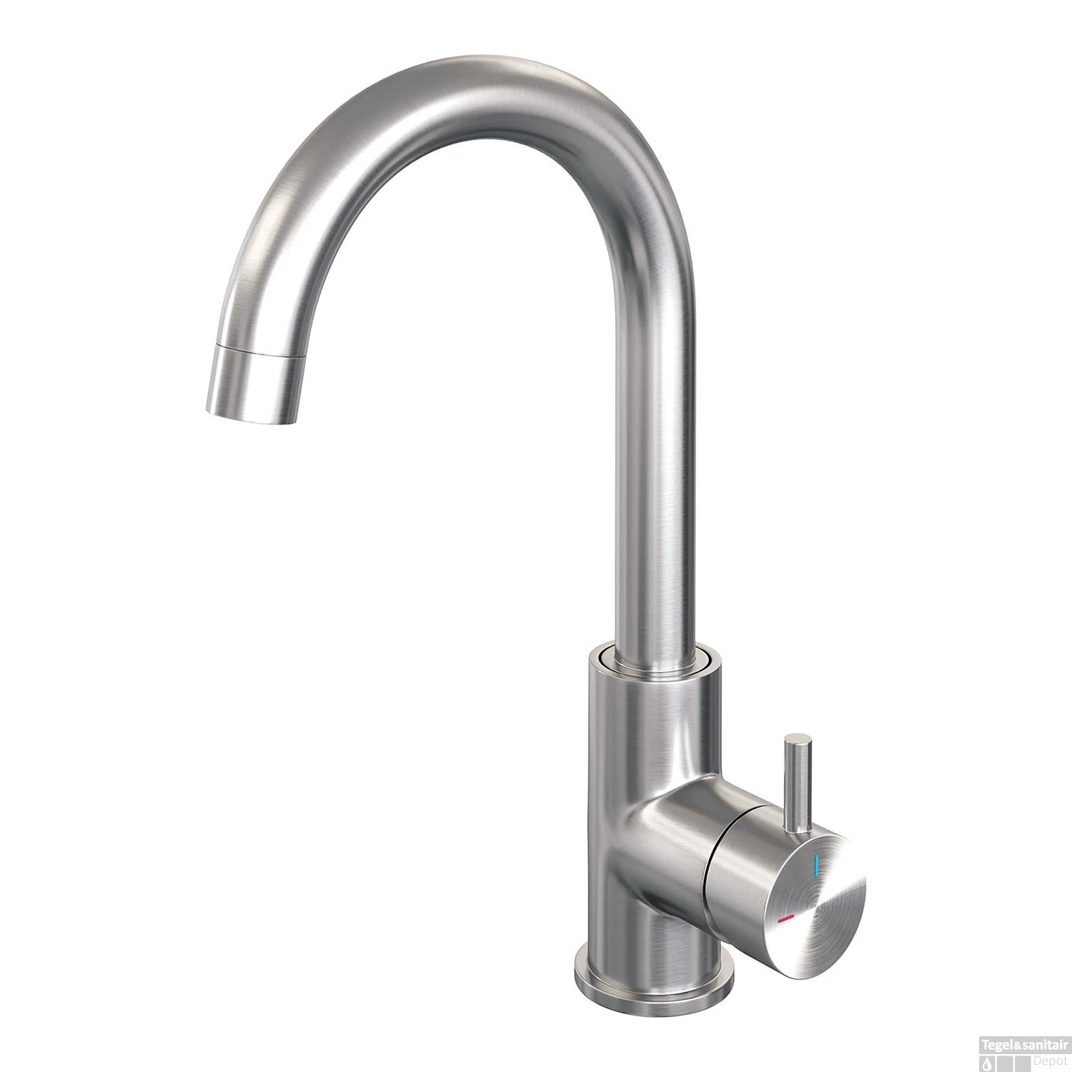 Wastafelmengkraan Brauer Brushed Edition Coldstart Opbouw Hoog Gebogen Korte Ronde Hendel Geborsteld RVS PVD 3 Wastafelmengkraan Brauer Brushed Edition Coldstart Opbouw Hoog Gebogen Korte Ronde Hendel Geborsteld RVS PVD