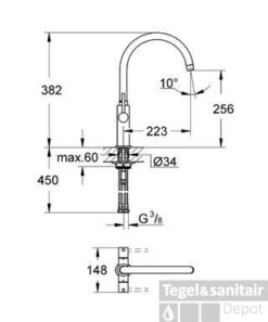 Grohe Ambi Keukenkraan Hoog Model 382 Mm. Chroom -Hansgrohe Badkamerinterieur Winkel 54575