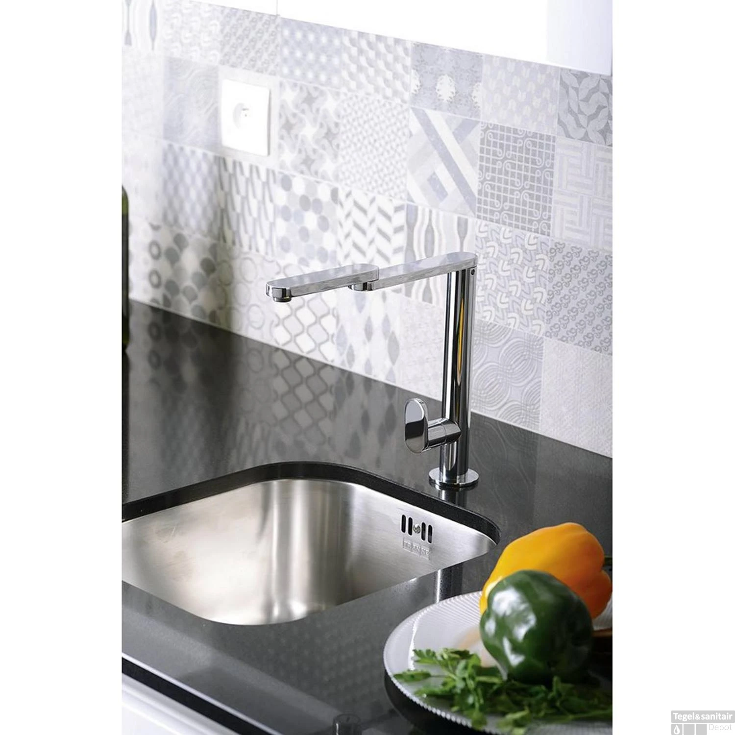 Keukenmengkraan Sapho Dandy 1-hendel Recht 26.5 Cm Met Knikuitloop Chroom - Afbeelding 3