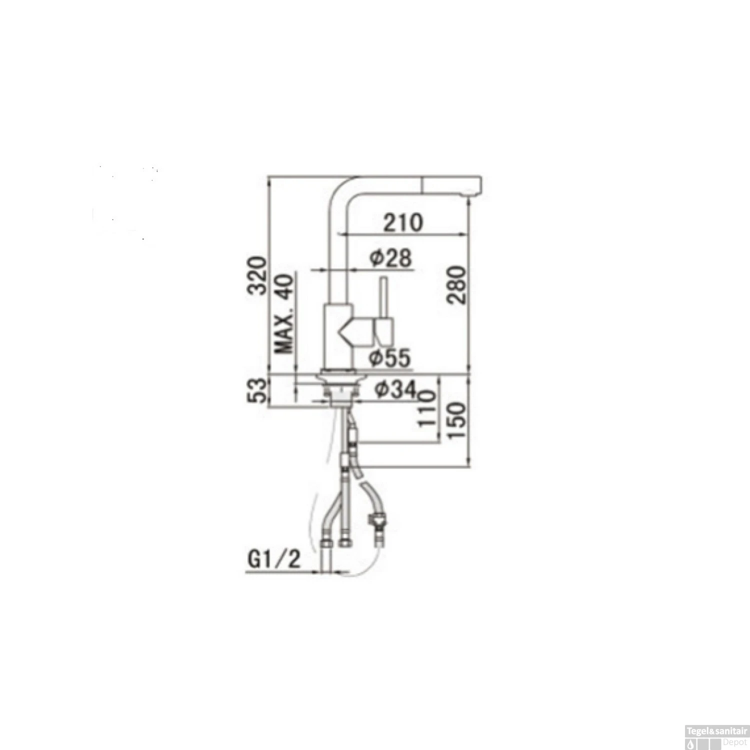 Keukenmengkraan TA-Design Carolus 12 Met Uitneembare Handdouche RVS-304 4 Keukenmengkraan TA-Design Carolus 12 Met Uitneembare Handdouche RVS-304 - Afbeelding 2