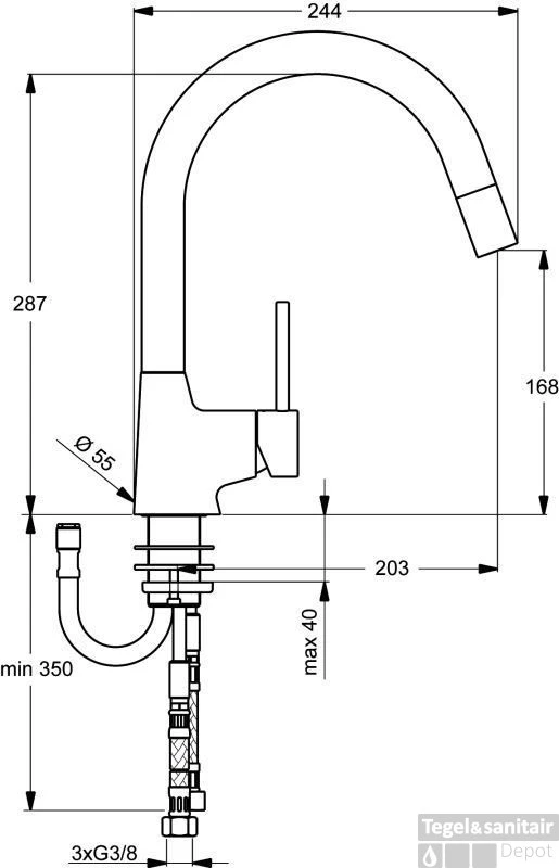 Ideal Standard Nora Keukenkraan Met Uittrekbare Kraanuitloop Chroom 4 Ideal Standard Nora Keukenkraan Met Uittrekbare Kraanuitloop Chroom - Afbeelding 2