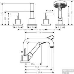 Axor Citterio Afdekset 4-gats Tegelrandcombinatie Met Rechte Gre Chroom -Hansgrohe Badkamerinterieur Winkel 66453