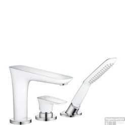 Hansgrohe Puravida Afdekset 3-gats Badrandcomb.met Douchegarnituur Wit-chroom