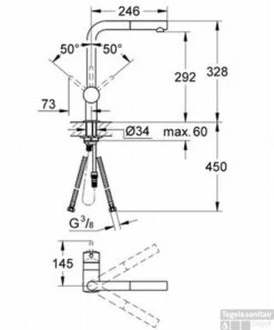 Grohe Minta Keukenkraan L-uitloop Chroom -Hansgrohe Badkamerinterieur Winkel 71757