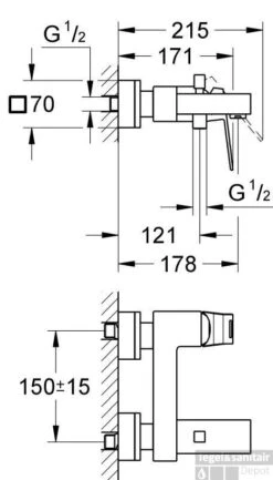 Grohe Eurocube Badkraan 15 Cm. M/omstel Chroom -Hansgrohe Badkamerinterieur Winkel 75270