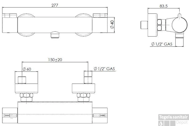 B&w-luxury Nari Five Douchethermostaat 15 Cm. Chroom 4 B&w-luxury Nari Five Douchethermostaat 15 Cm. Chroom - Afbeelding 2