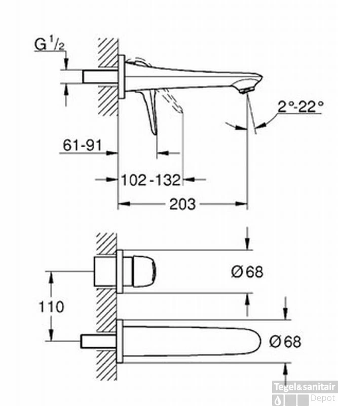 Grohe Eurostyle New M-size 2-gats Wastafelkraan 20 Chroom 4 Grohe Eurostyle New M-size 2-gats Wastafelkraan 20 Chroom - Afbeelding 2