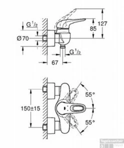 Grohe Eurostyle New Douchekraan Chroom -Hansgrohe Badkamerinterieur Winkel 90071
