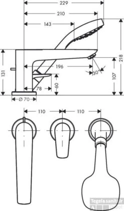 Hansgrohe Talis E Afdekset 3-gats Badrandcombinatie Chroom -Hansgrohe Badkamerinterieur Winkel 90653