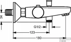 Hansa Unita Badthermostaat 15 Cm. Met Omstel Chroom -Hansgrohe Badkamerinterieur Winkel 92306