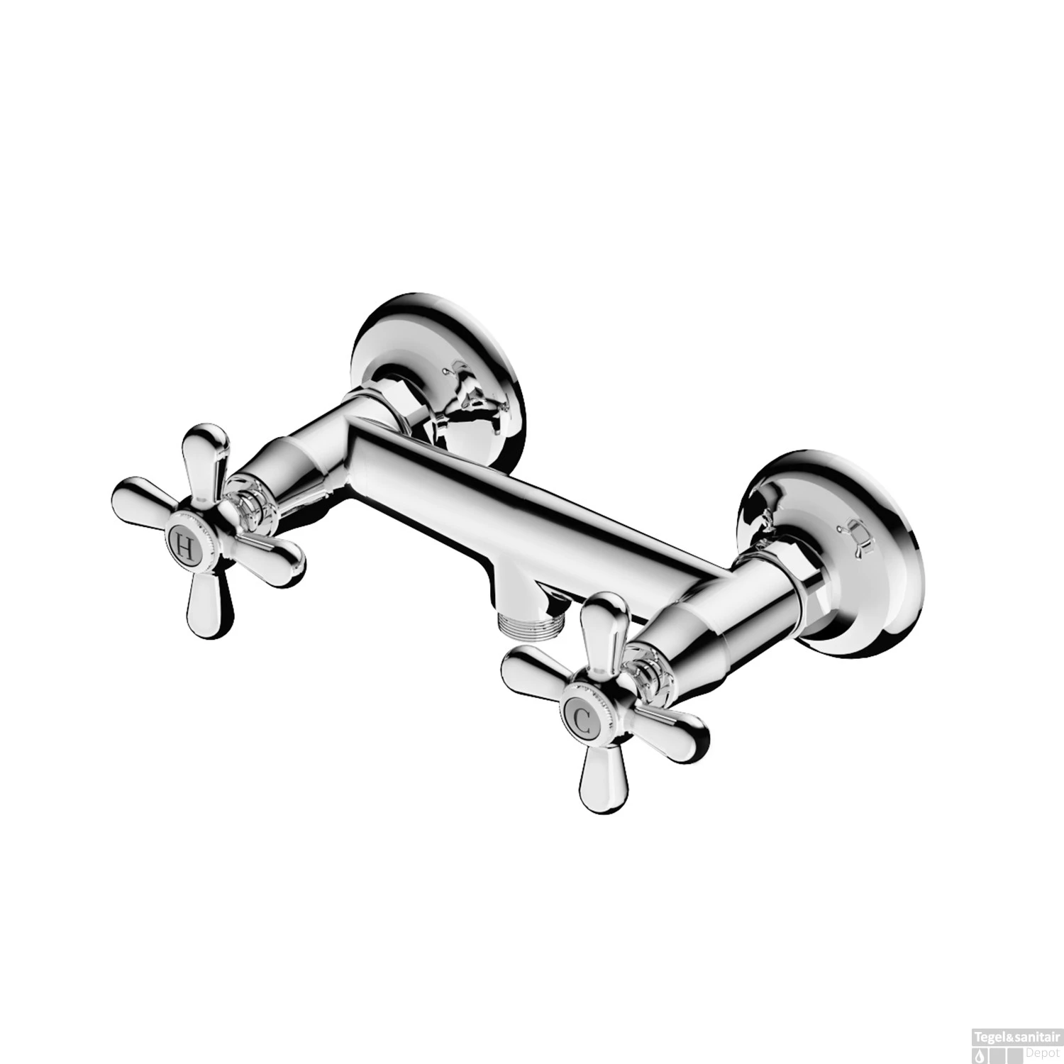 Douchemengkraan Hotbath Amice Opbouw 2-kruisgreep Chroom 4 Douchemengkraan Hotbath Amice Opbouw 2-kruisgreep Chroom - Afbeelding 2