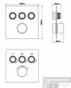Afbouwdeel Inbouwthermostaat Wiesbaden Caral Klik Pro 3-weg Mat Zwart -Hansgrohe Badkamerinterieur Winkel afbouwdeel inbouwthermostaat wiesbaden caral klik pro 3 weg mat zwart tech2