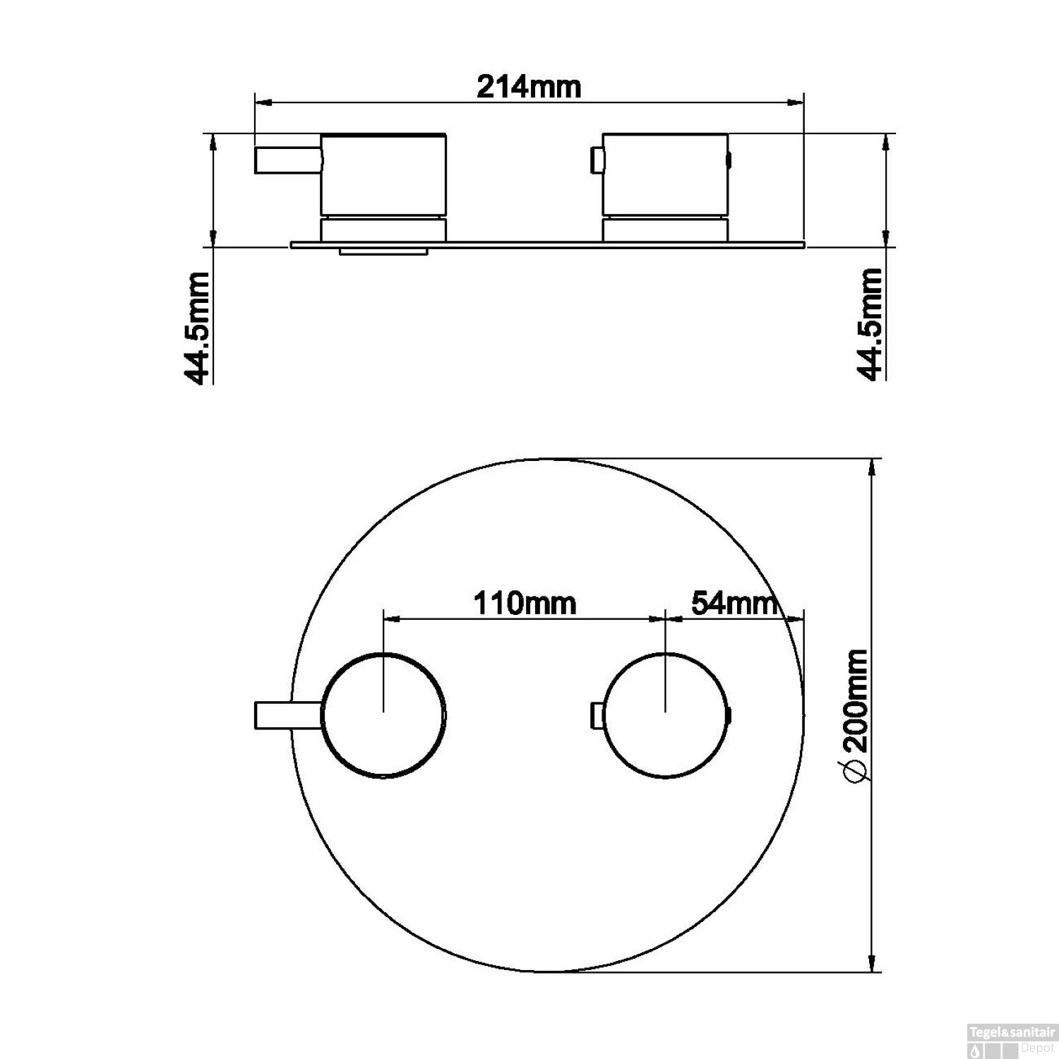 Afbouwdeel Wiesbaden Caral Thermostaat 2 Weg Rond Geborsteld Messing Goud - Afbeelding 2