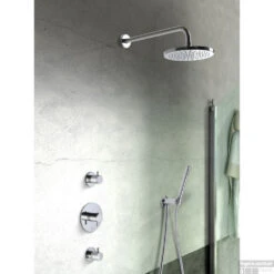 Douchekraanset Hotbath IBS 2 Laddy Inbouw Thermostaat 2 Stopkranen Rond Geborsteld Nikkel