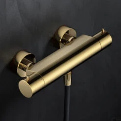 Douchethermostaat Hotbath Cobber Onderaansluiting 2-knop Gepolijst Messing -Hansgrohe Badkamerinterieur Winkel b008nb douchethermostaat hotbath cobber onderaansluiting 2 knop gepolijst messing 2